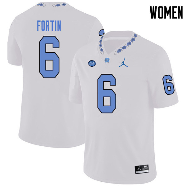 Jordan Brand Women #6 Cade Fortin North Carolina Tar Heels College Football Jerseys Sale-White